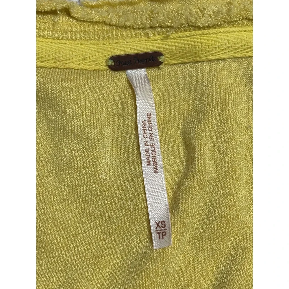 Free People Emma's Yellow Tie Front Henley Long‎ Sleeve Textured Knit Top XS